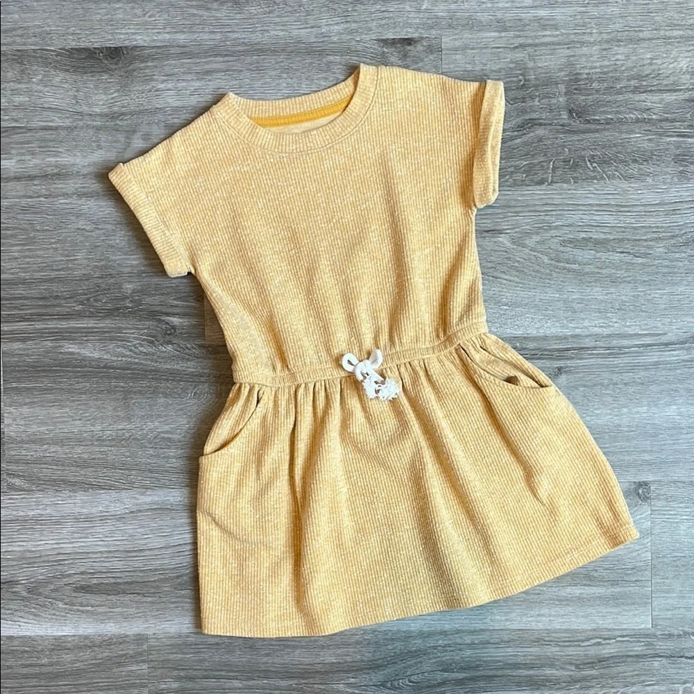 Cat & Jack yellow ribbed little girls dress